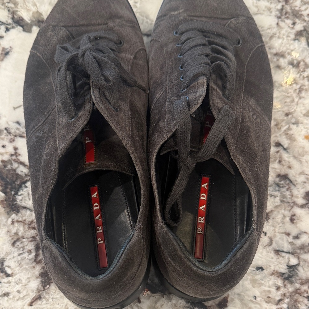 Prada Men's Black/Gray Suede Sneakers - Picture 5 of 8